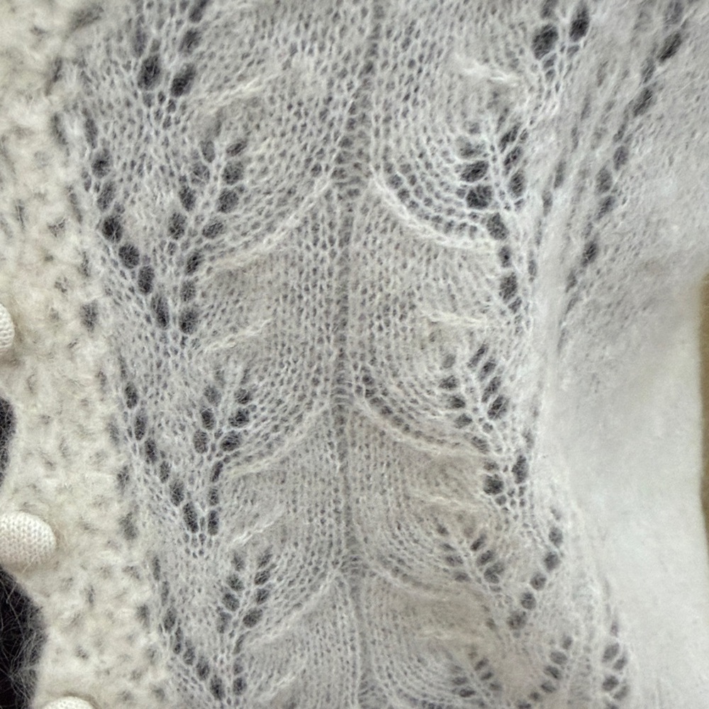 NWT  Camila Coelho White Knit delicate   mohair Cardigan  S - Picture 8 of 12